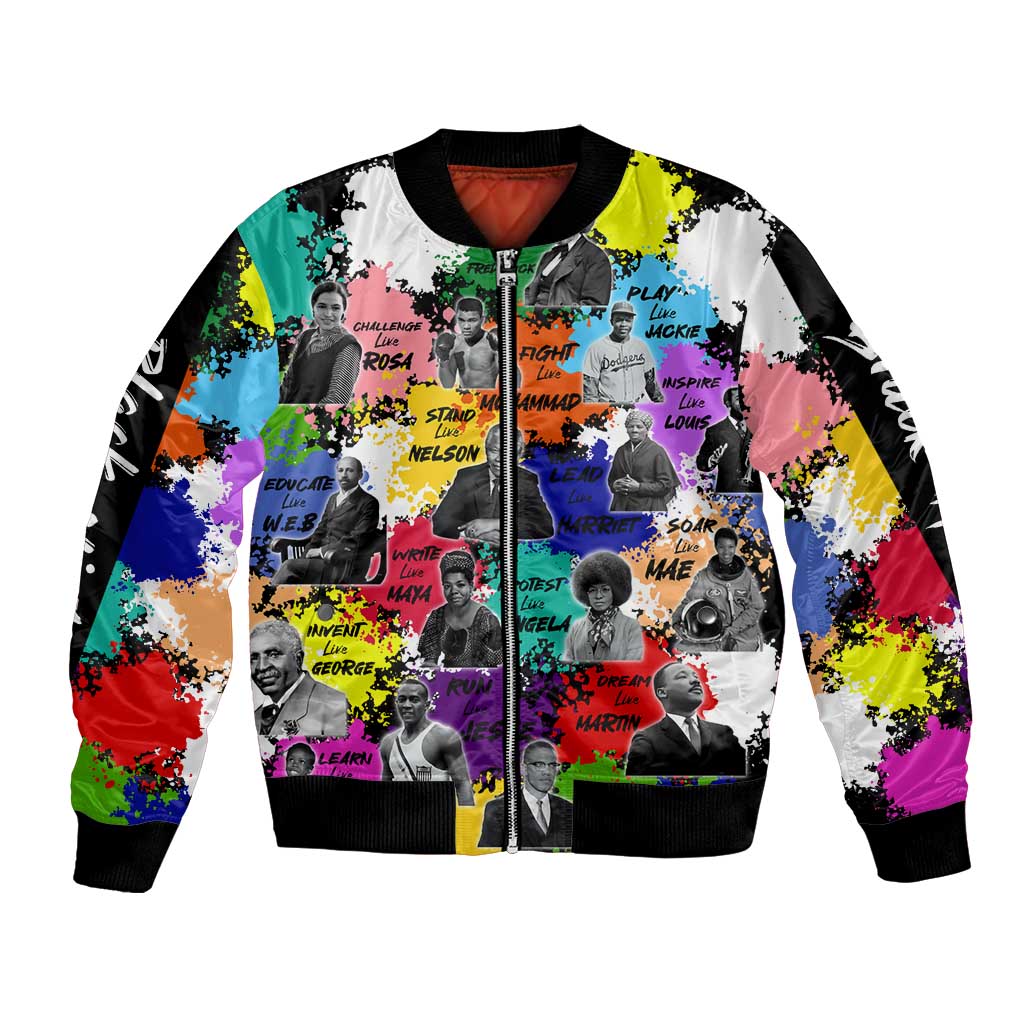 Black History Month Bomber Jacket African American Paint Splashes