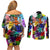 Black History Month Couples Matching Off Shoulder Short Dress and Long Sleeve Button Shirt African American Paint Splashes