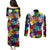 Black History Month Couples Matching Puletasi and Long Sleeve Button Shirt African American Paint Splashes