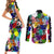 Black History Month Couples Matching Short Sleeve Bodycon Dress and Long Sleeve Button Shirt African American Paint Splashes