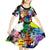 Black History Month Kid Short Sleeve Dress African American Paint Splashes