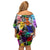 Black History Month Off Shoulder Short Dress African American Paint Splashes