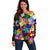 Black History Month Off Shoulder Sweater African American Paint Splashes