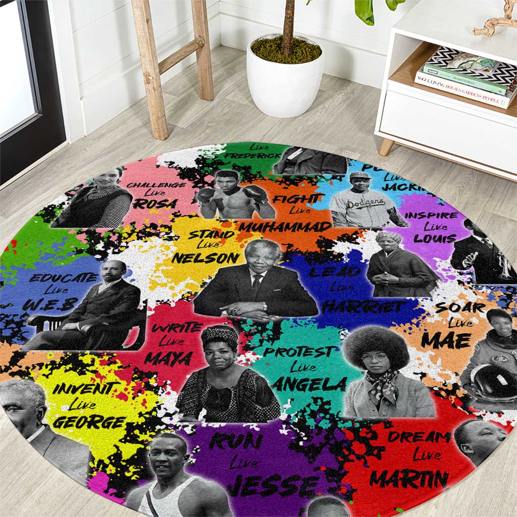 Black History Month Round Carpet African American Paint Splashes