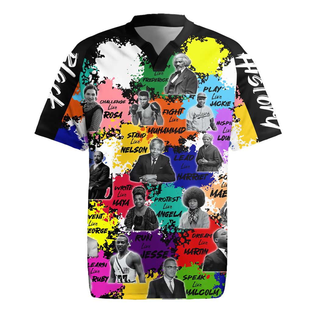 Black History Month Rugby Jersey African American Paint Splashes