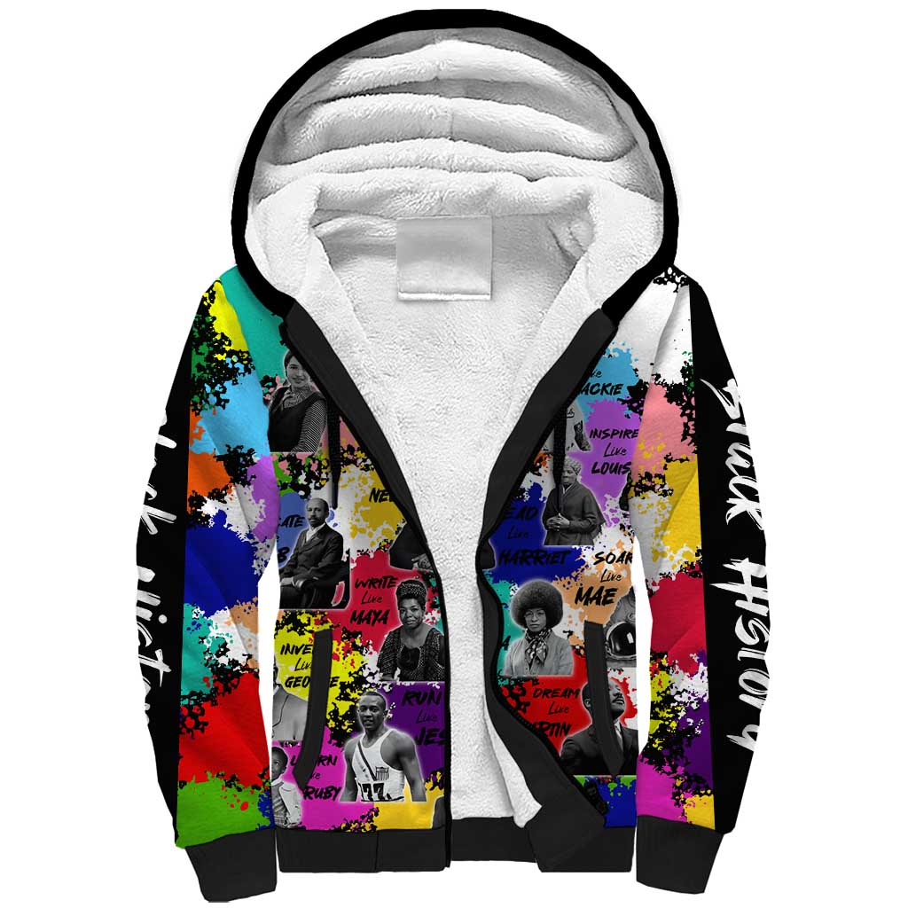 Black History Month Sherpa Hoodie African American Paint Splashes