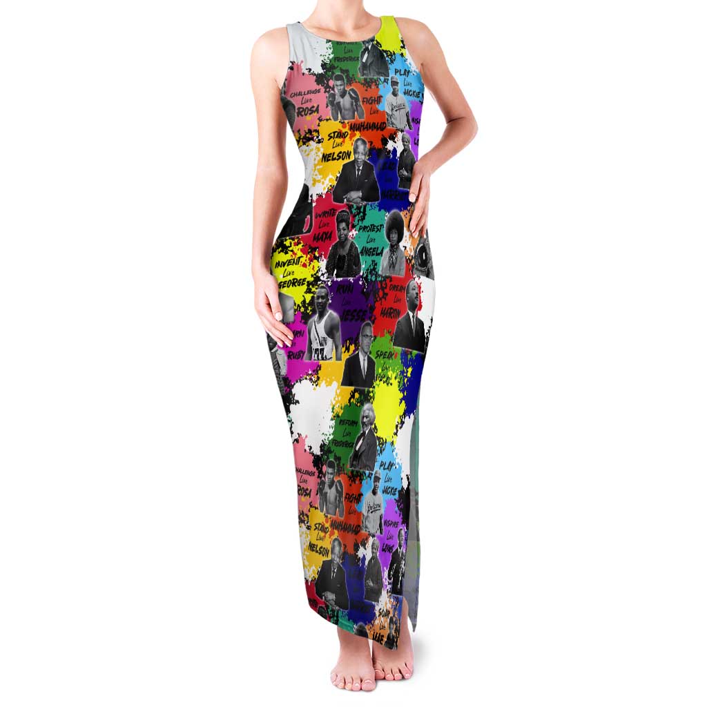 Black History Month Tank Maxi Dress African American Paint Splashes