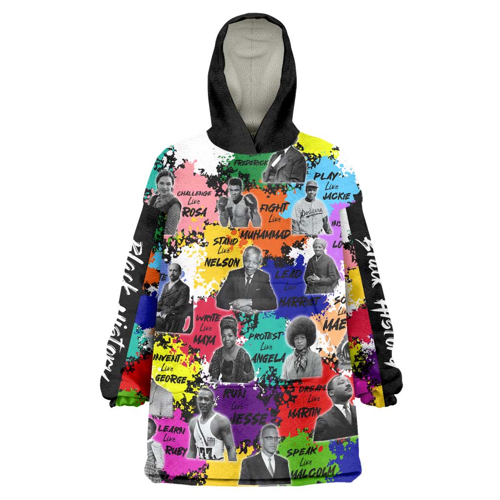 Black History Month Wearable Blanket Hoodie African American Paint Splashes