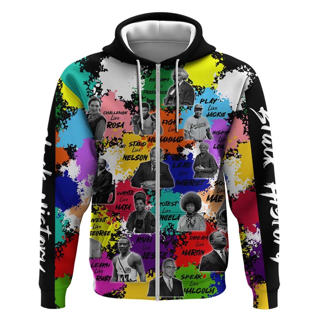 Black History Month Zip Hoodie African American Paint Splashes