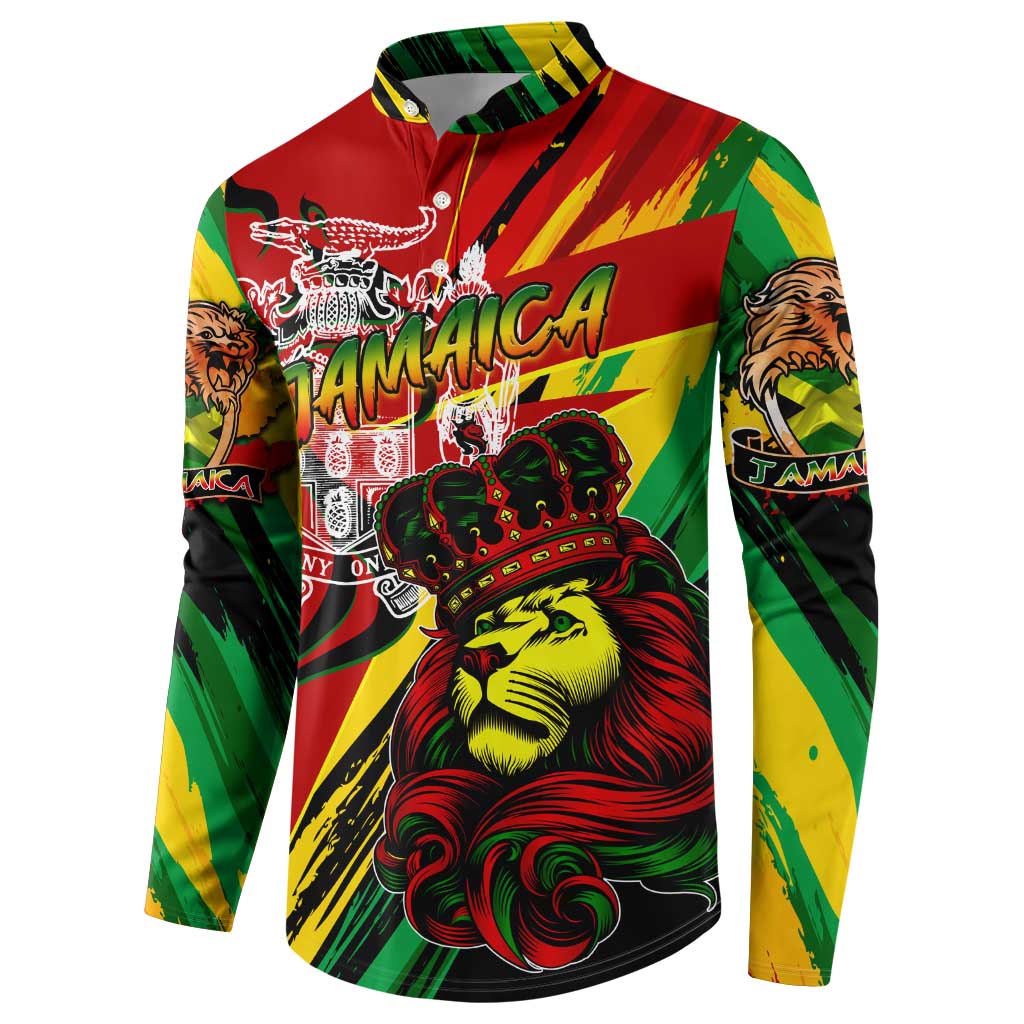 Jamaica graphic sweatshirt with lion crest and reggae colors, long sleeves
