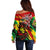 Jamaica Lion Off Shoulder Sweater Coat Of Arms Rastafarianism