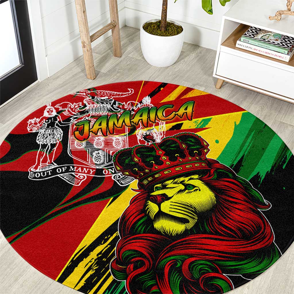 Jamaica Lion Round Carpet Coat Of Arms Rastafarianism