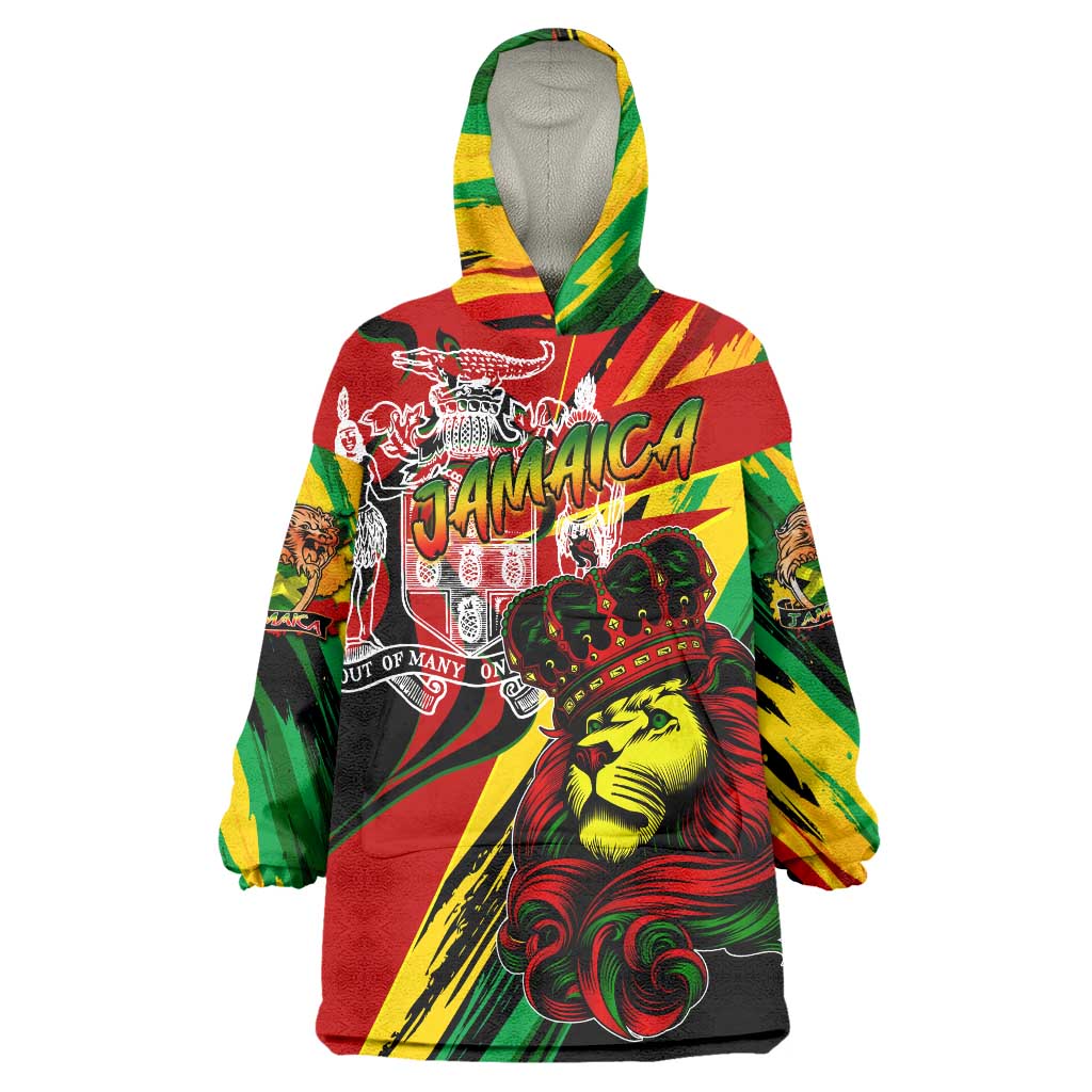 Jamaica Lion Wearable Blanket Hoodie Coat Of Arms Rastafarianism