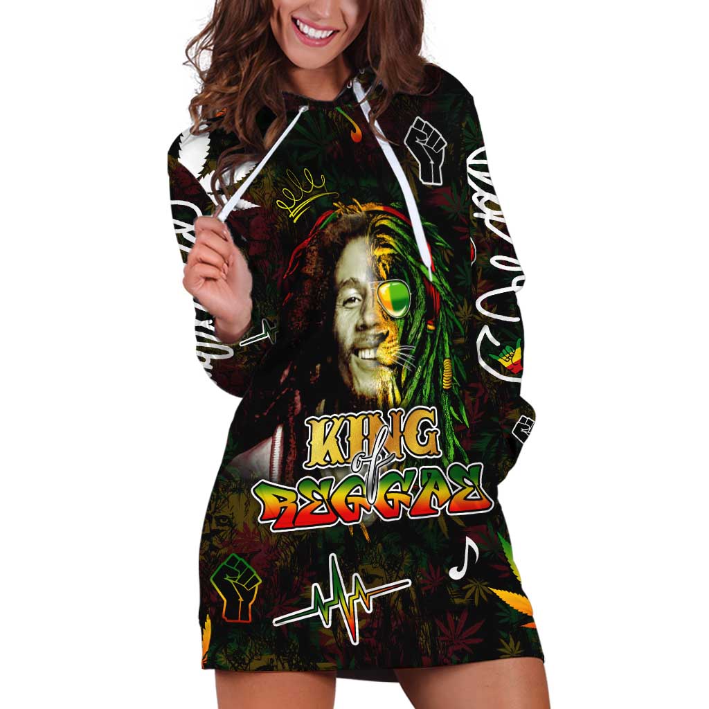 King Of Reggae Hoodie Dress Legend Bob Peace and Love