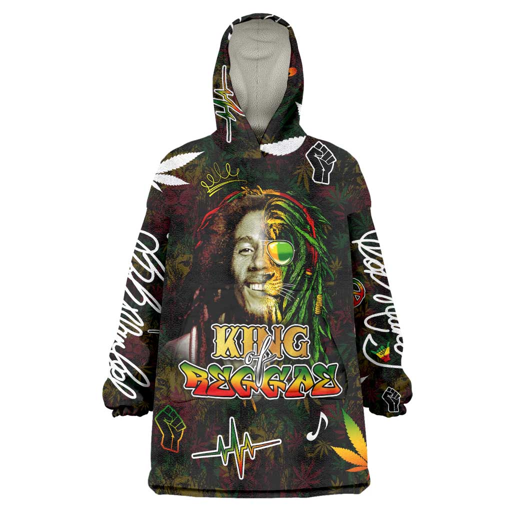 King Of Reggae Wearable Blanket Hoodie Legend Bob Peace and Love