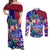 Manu Samoa Rugby 2023 Couples Matching Off Shoulder Maxi Dress and Long Sleeve Button Shirts Humpback Whale Hexagon Tribal Tropical Style - Wonder Print Shop