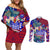 Manu Samoa Rugby 2023 Couples Matching Off Shoulder Short Dress and Long Sleeve Button Shirts Humpback Whale Hexagon Tribal Tropical Style - Wonder Print Shop