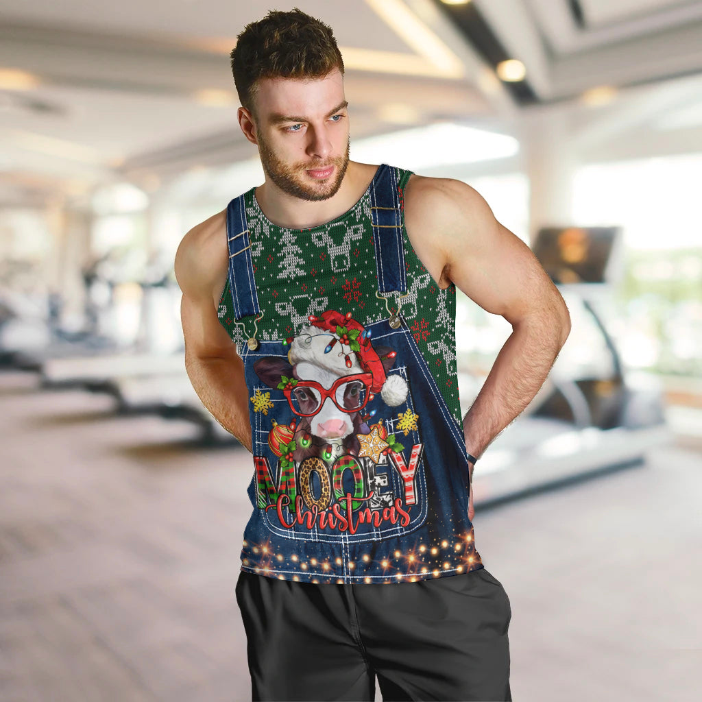 Mooey Christmas Men Tank Top Cow Santa Hat - Wonder Print Shop