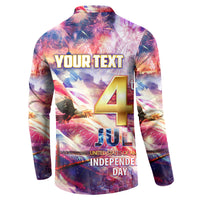 Men's button-front sweatshirt back with YOUR TEXT, large 4 and JULY, Independence Day