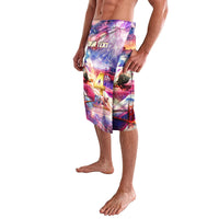 Mens custom 4th of July lavalava with colorful '4' July fireworks and city skyline