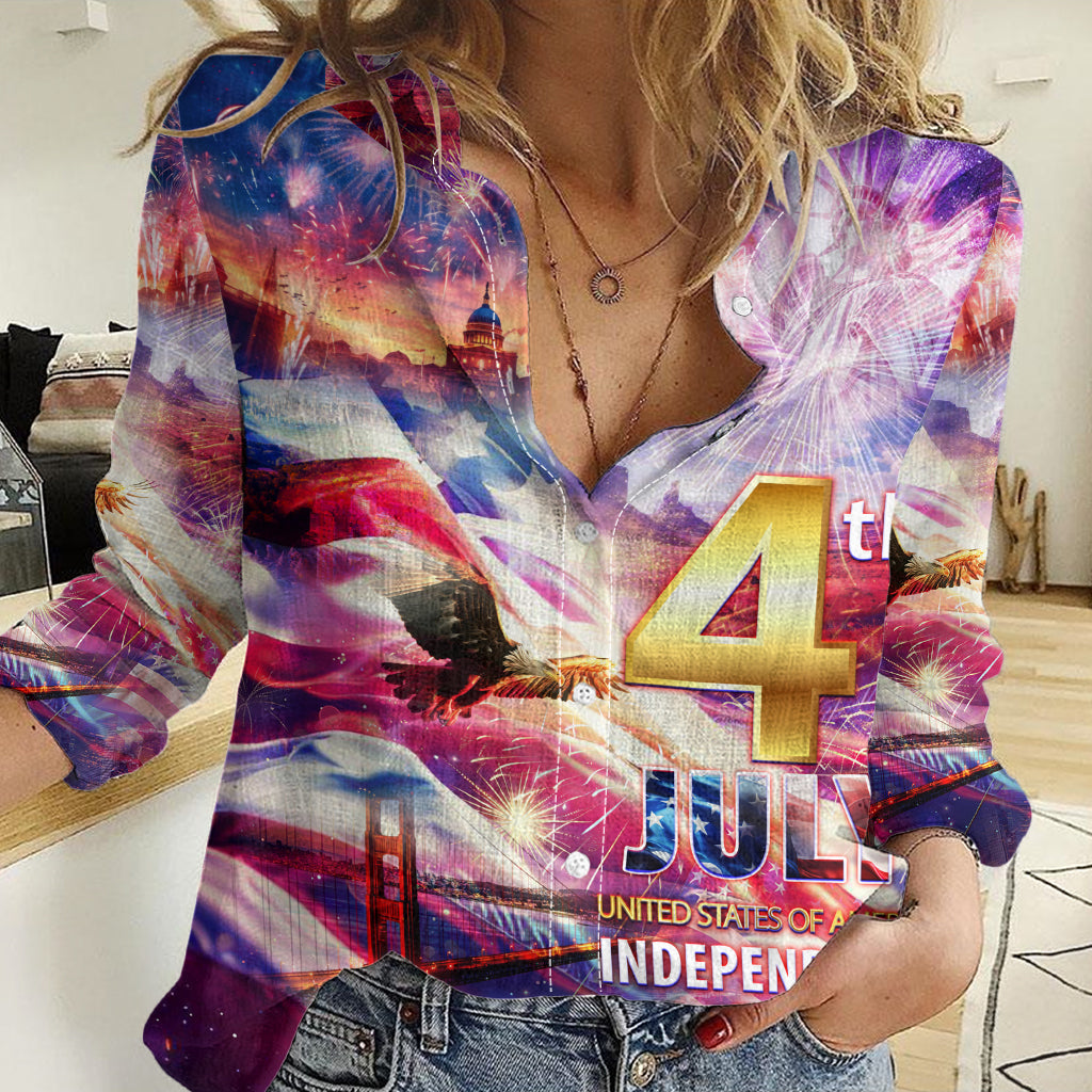 Custom 4th Of July Independence Day American Women Casual Shirt - Wonder Print Shop