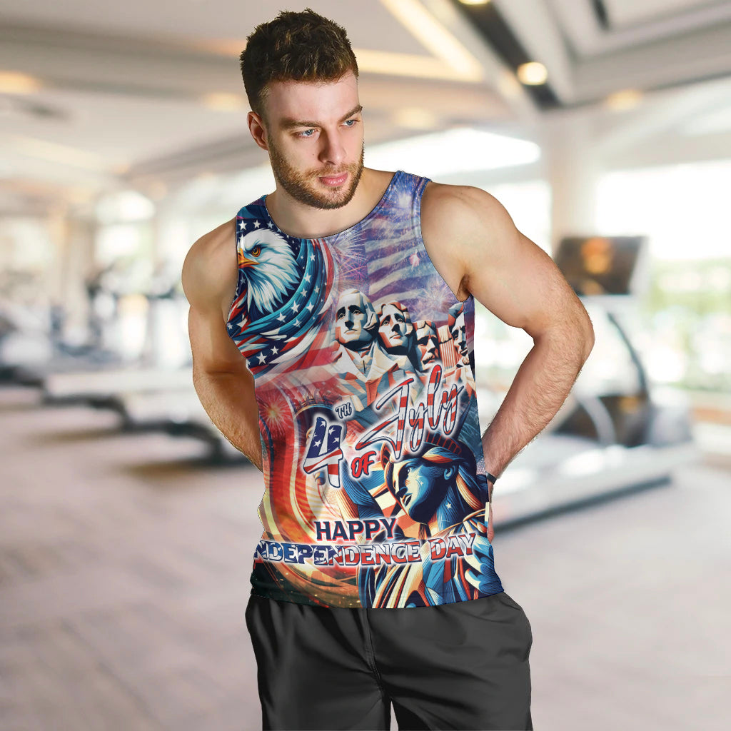 Personalized American Independence Day Men Tank Top 4th of July Statue of Liberty - Wonder Print Shop