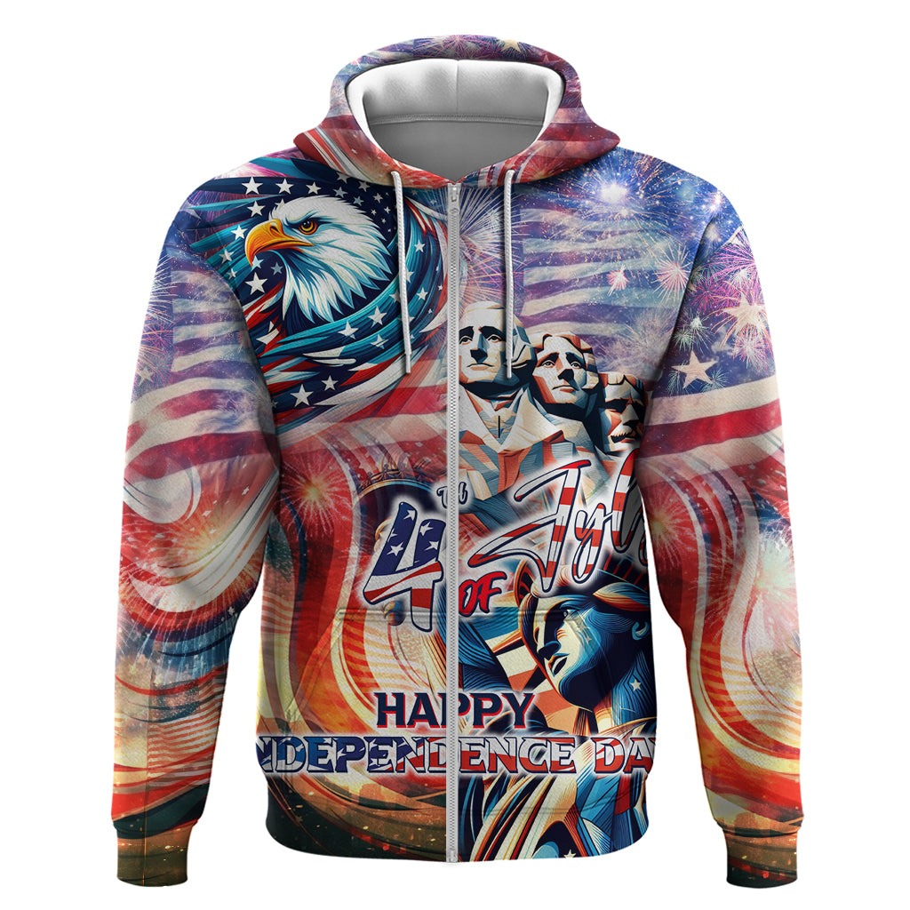 Personalized American Independence Day Zip Hoodie 4th of July Statue of Liberty - Wonder Print Shop