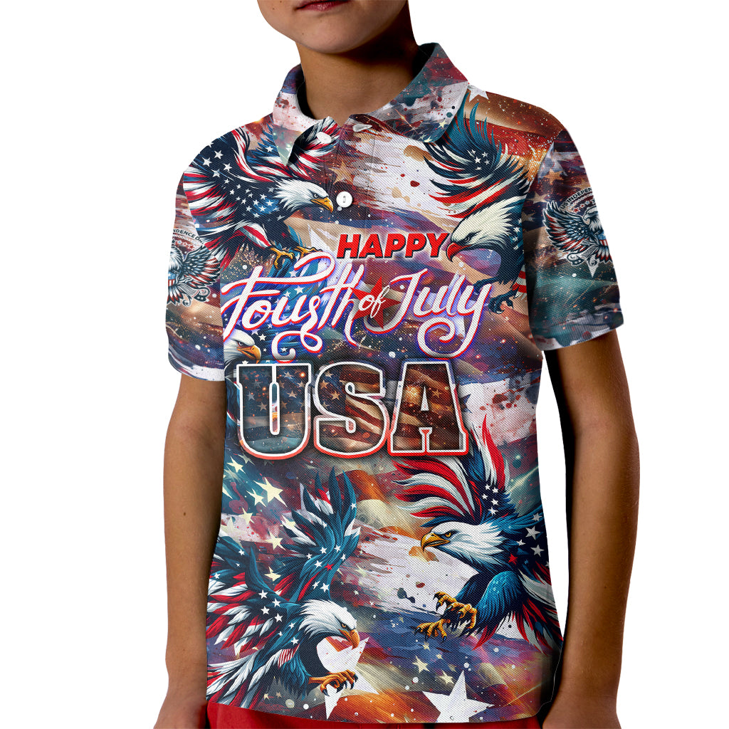 Happy Fourth of July Kid Polo Shirt American Eagle Flag US Independence Day - Wonder Print Shop