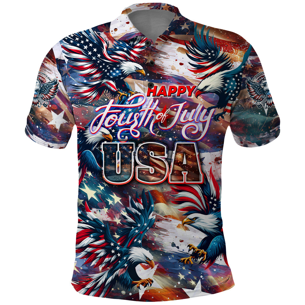 Happy Fourth of July Polo Shirt American Eagle Flag US Independence Day - Wonder Print Shop