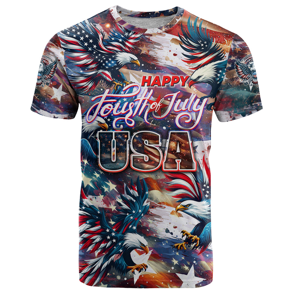 Happy Fourth of July T Shirt American Eagle Flag US Independence Day