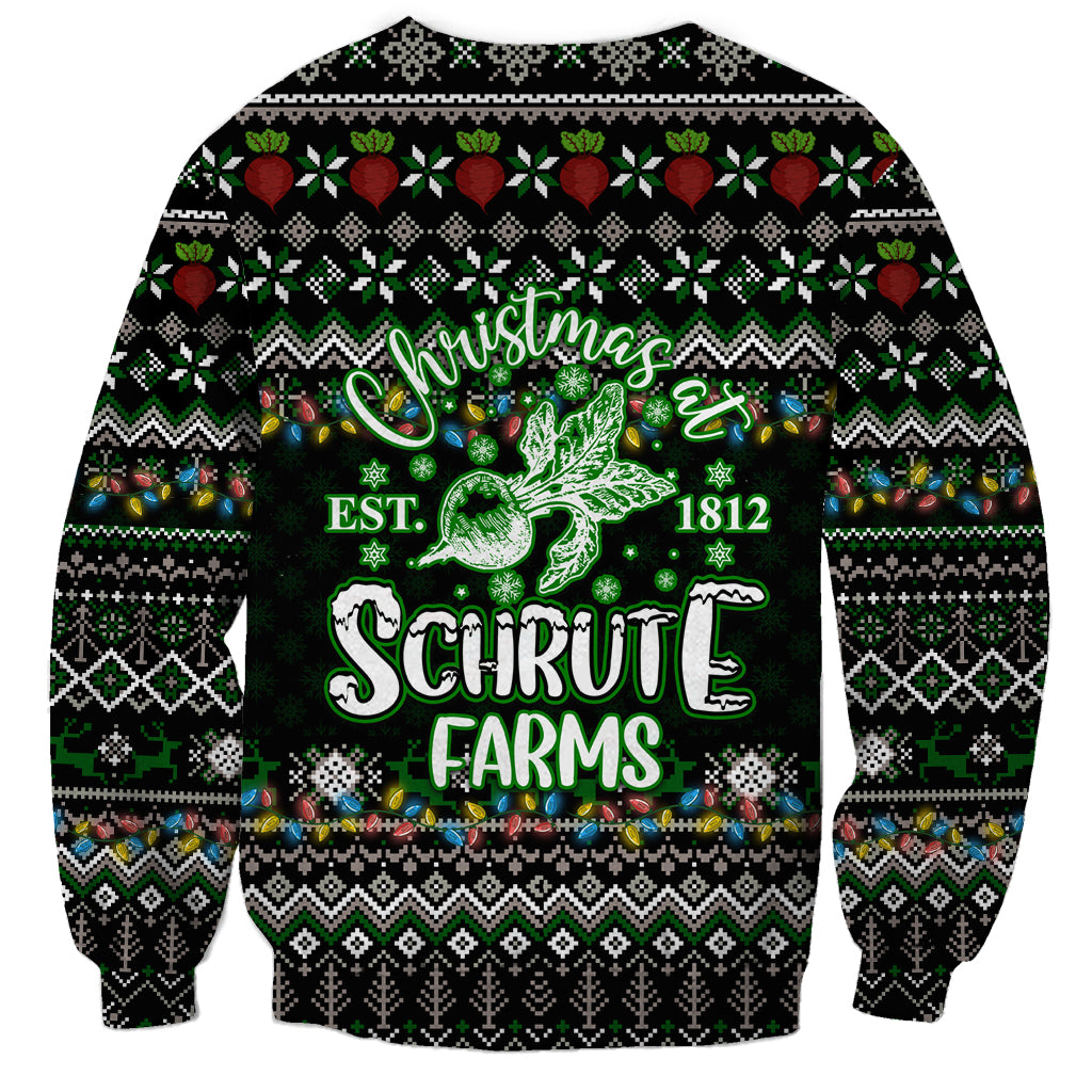 Unisex holiday sweatshirt, dark knit with deer graphic; Christmas script and EST 1812 text