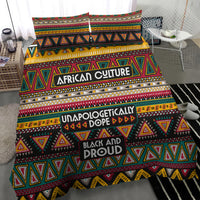 Colorful African pattern bedding set with “UNAPOLOGETICALLY DOPE” and “Black and Proud” text