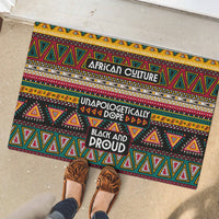 Multicolor geometric rubber doormat with African Culture and Black and Proud graphic