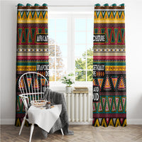African pattern window curtains with bright stripes and triangle motifs, paired panels
