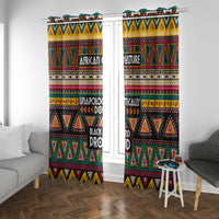 Colorful African pattern curtain panels with top heading and bold geometric bands