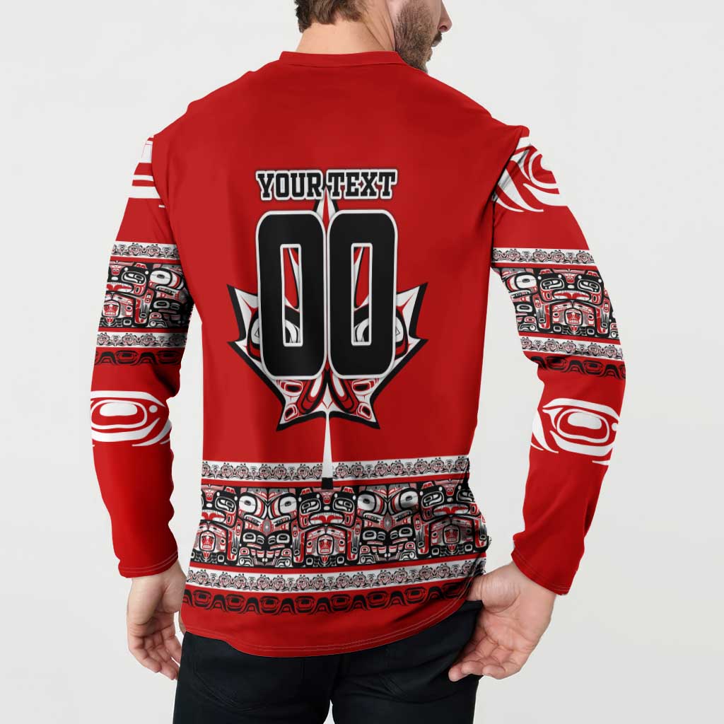 Haida Hockey Canada Button Sweatshirt Maple Leaf