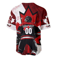 Red and white Canada hockey baseball jersey with knight helmet, 'YOUR TEXT' and 00 back