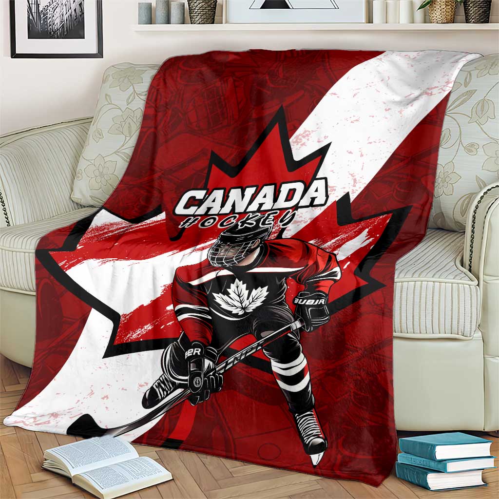 Canada Hockey Warrior Blanket Bold Maple Leaf Sports Art