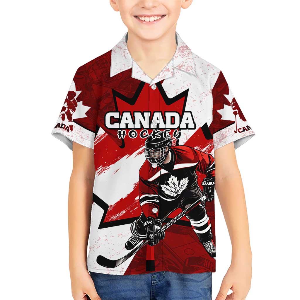 Personalized Canada Hockey Warrior Kid Hawaiian Shirt Bold Maple Leaf Sports Art