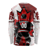 Red and white long-sleeve sports shirt with warrior back print and number 00