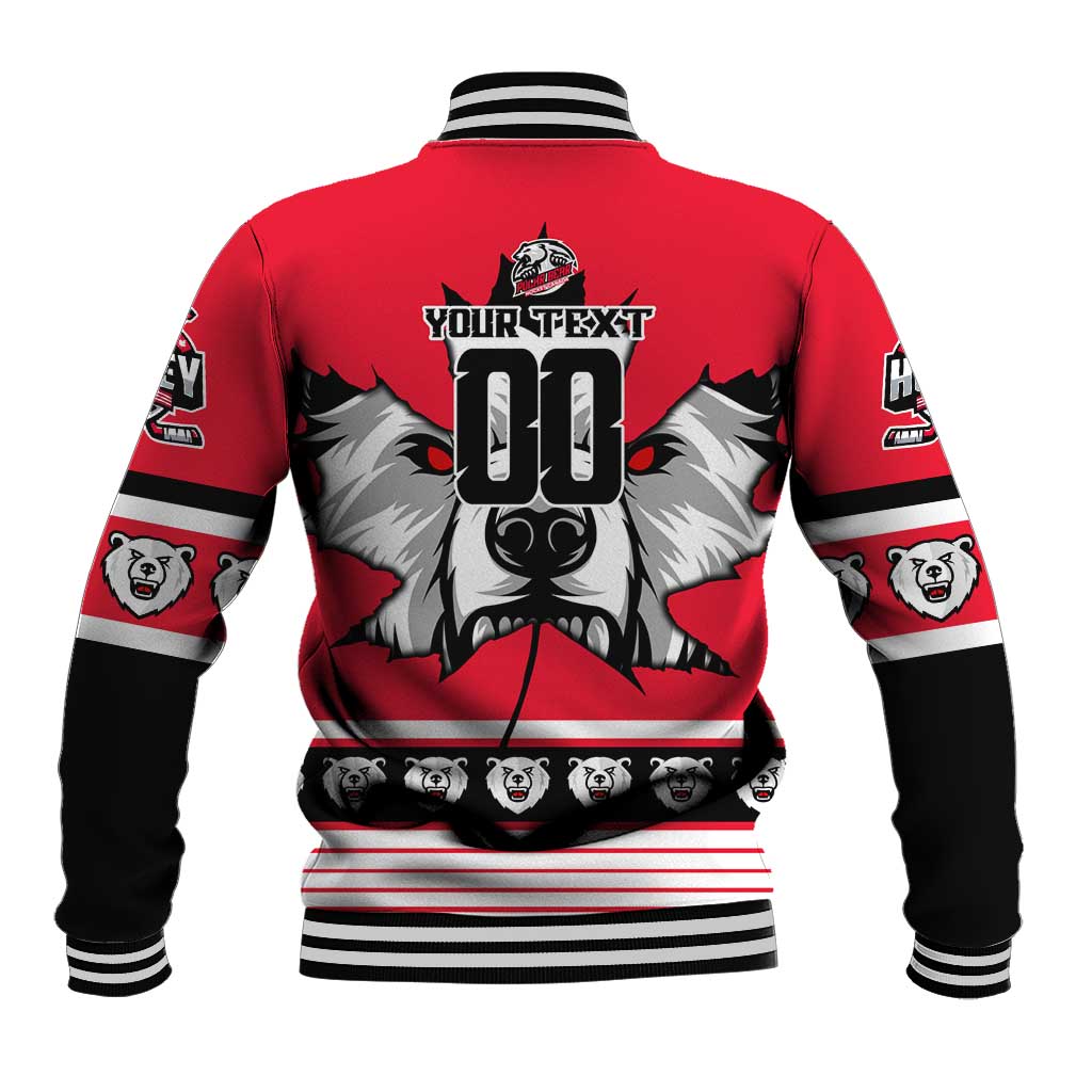 Personalized Polar Bear Hockey Canada Baseball Jacket Maple Leaf Ice Warrior