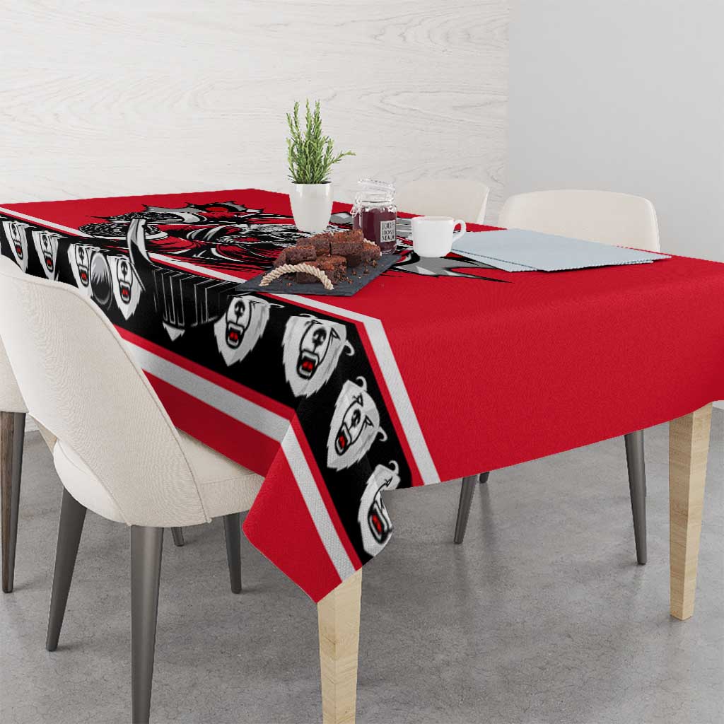 Polar Bear Hockey Canada Tablecloth Maple Leaf Ice Warrior
