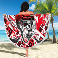 Canada Hockey Helmet Beach Blanket Maple Leaf Pattern