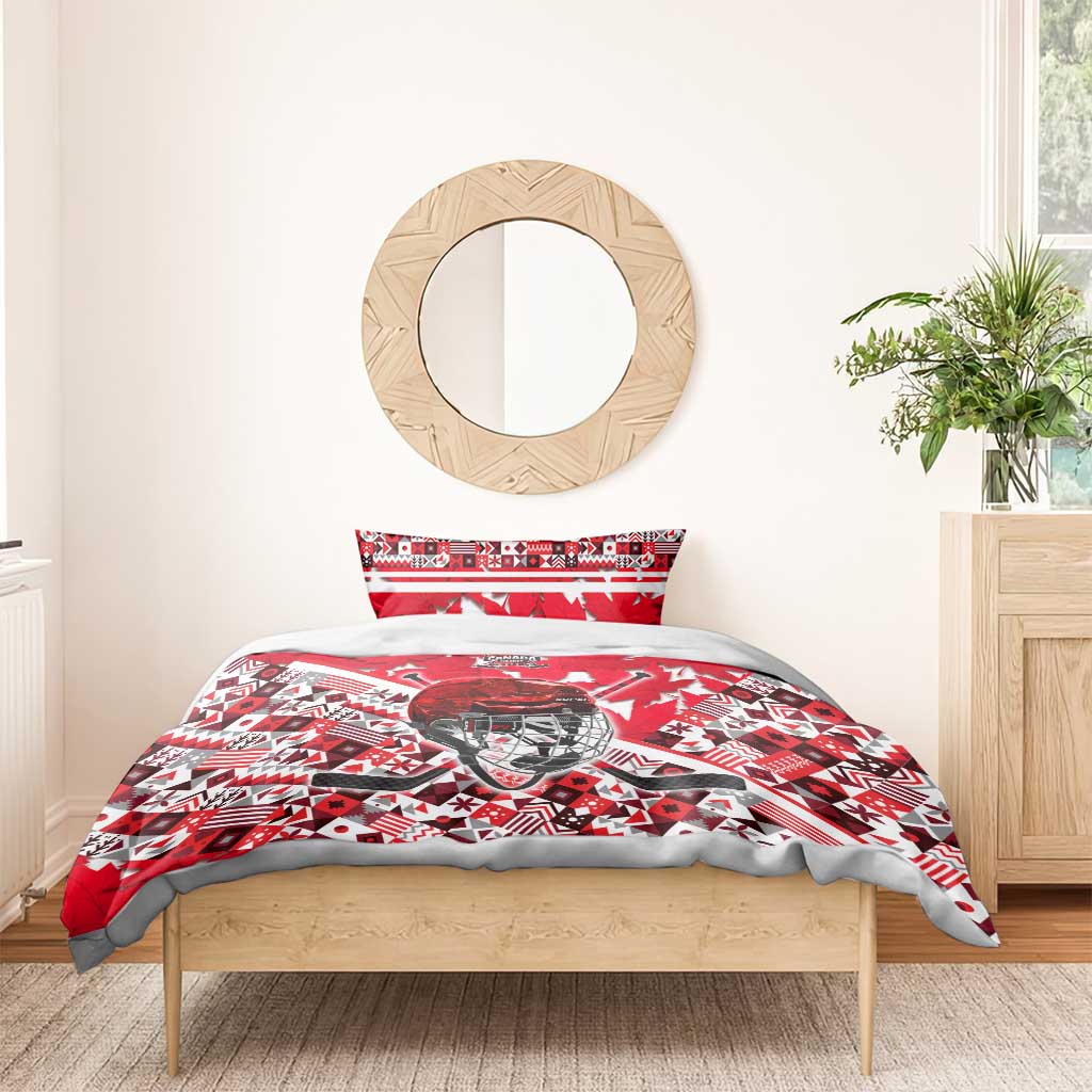 Canada Hockey Helmet Bedding Set Maple Leaf Pattern