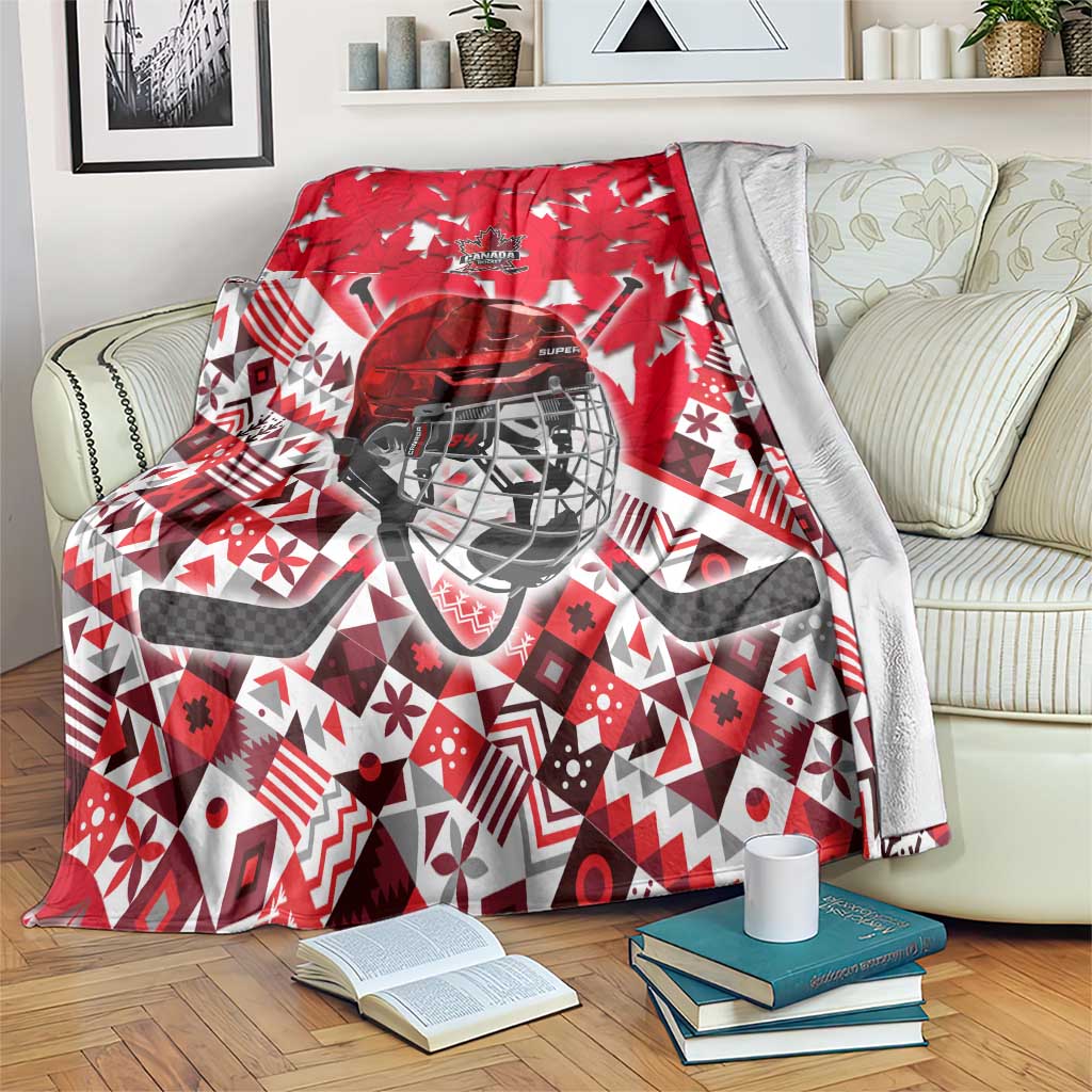 Canada Hockey Helmet Blanket Maple Leaf Pattern