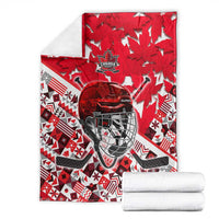 Canada Hockey Helmet Blanket Maple Leaf Pattern