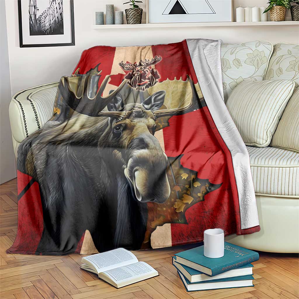 Canada Moose Blanket Canadian Flag Maple Leaf Vintage