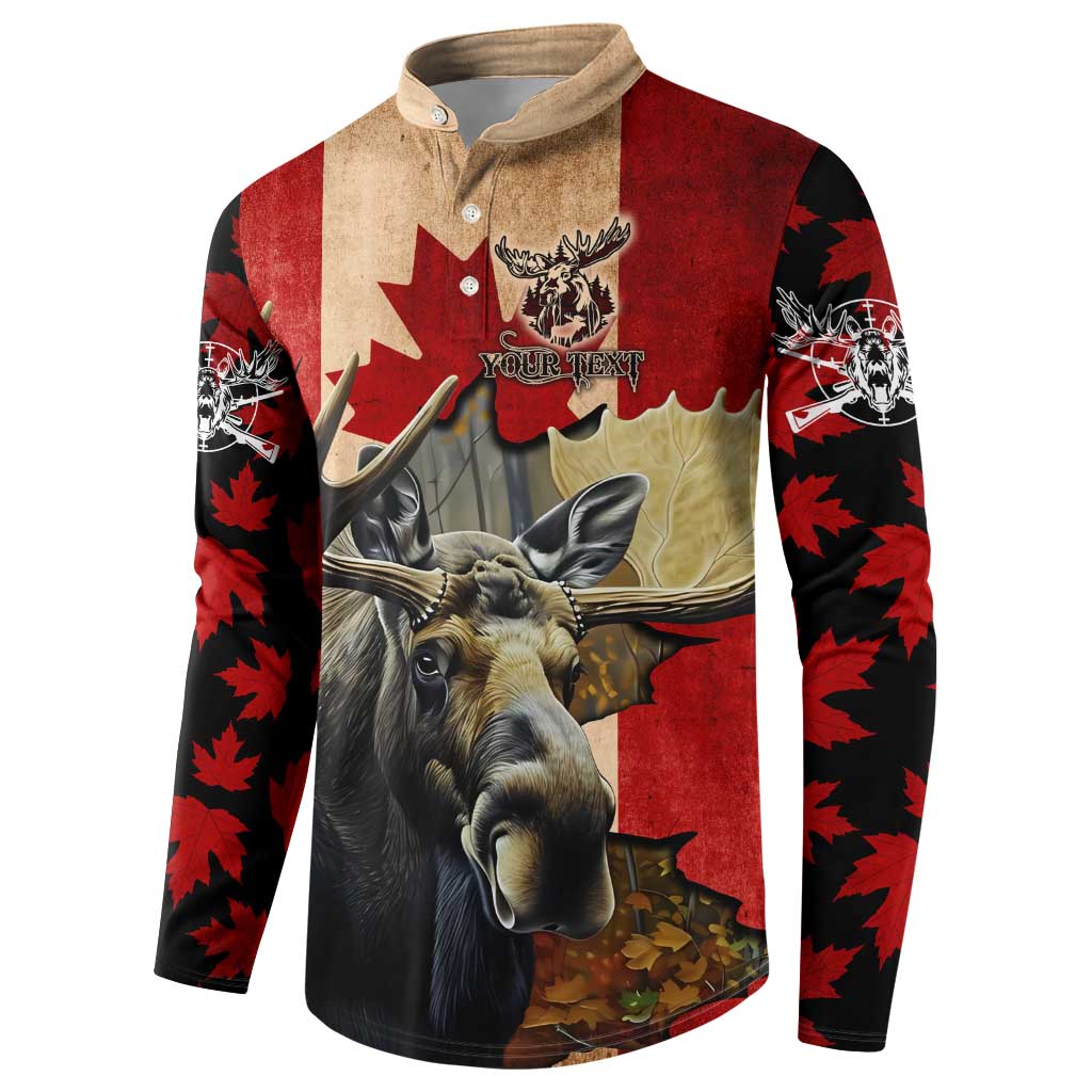 Personalized Canada Moose Button Sweatshirt Canadian Flag Maple Leaf Vintage