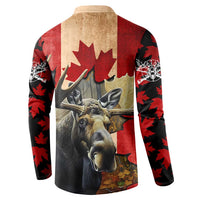 Personalized Canada Moose Button Sweatshirt Canadian Flag Maple Leaf Vintage