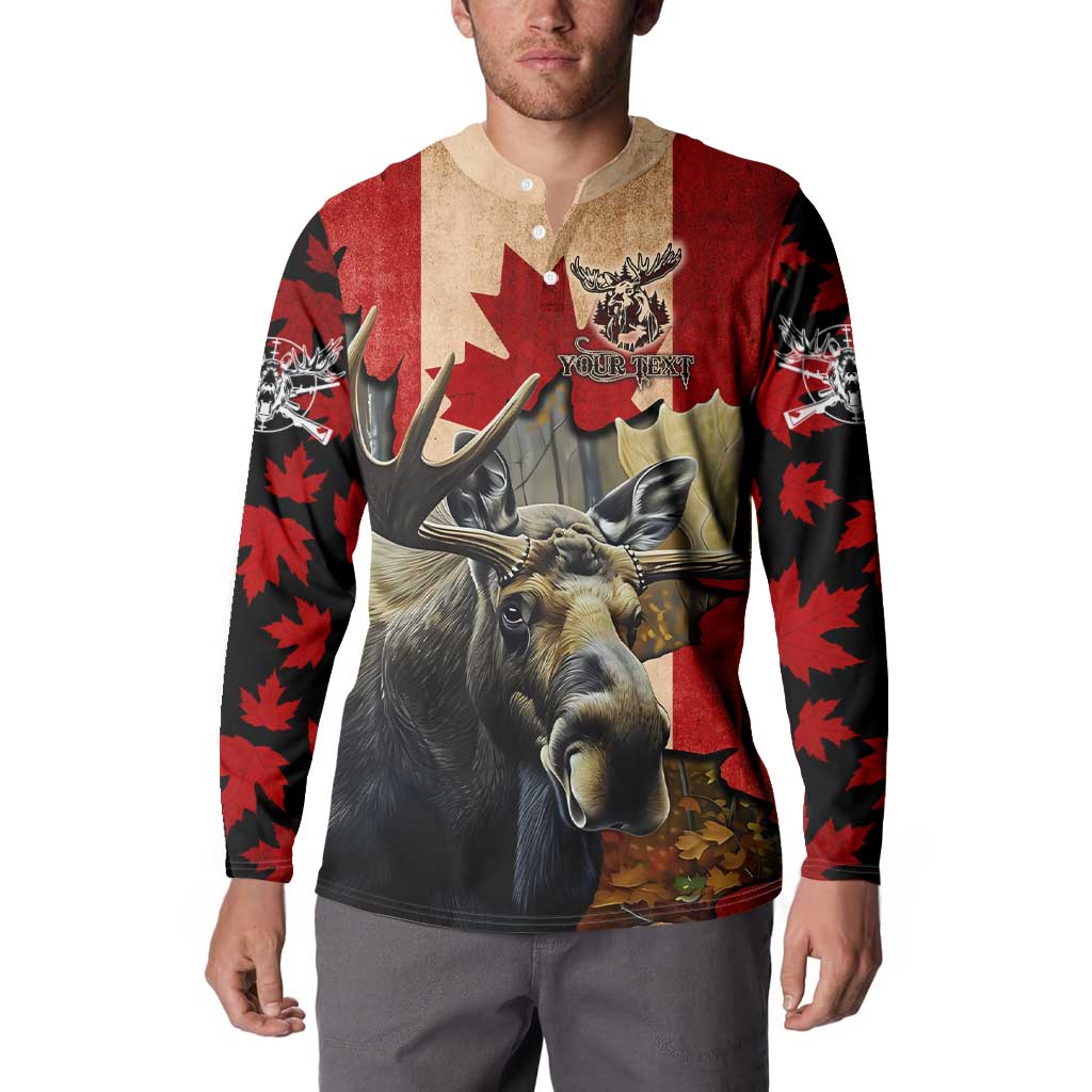 Personalized Canada Moose Button Sweatshirt Canadian Flag Maple Leaf Vintage